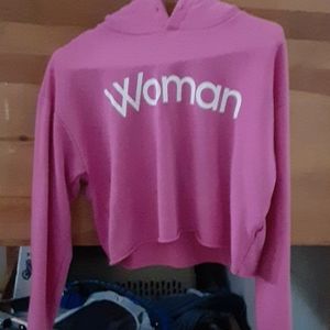 Pink women cropped hoodie